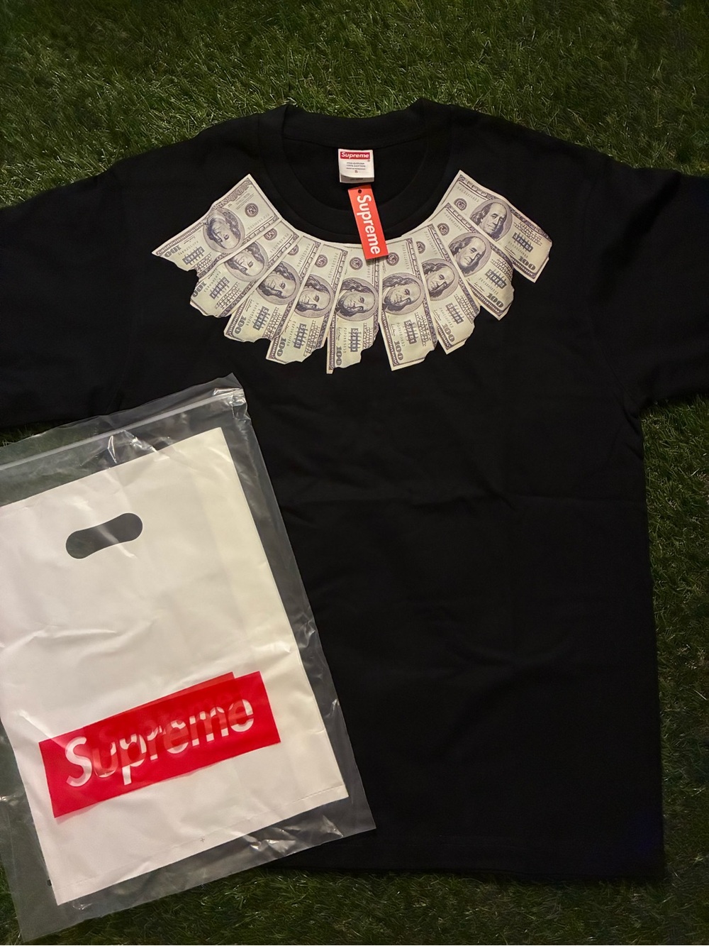 Supreme Black Dollar Collar Graphic Tee